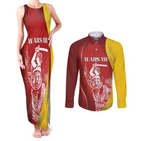 Warsaw Capital of Poland Personalized Couples Matching Tank Maxi Dress and Long Sleeve Button Shirt Syrenka Warszawska Sporty Style