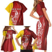 Warsaw Capital of Poland Personalized Family Matching Short Sleeve Bodycon Dress and Hawaiian Shirt Syrenka Warszawska Sporty Style