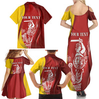 Warsaw Capital of Poland Personalized Family Matching Summer Maxi Dress and Hawaiian Shirt Syrenka Warszawska Sporty Style