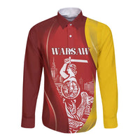 Warsaw Capital of Poland Personalized Long Sleeve Button Shirt Syrenka Warszawska Sporty Style