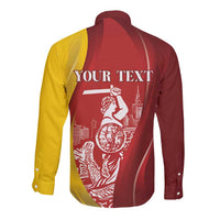 Warsaw Capital of Poland Personalized Long Sleeve Button Shirt Syrenka Warszawska Sporty Style