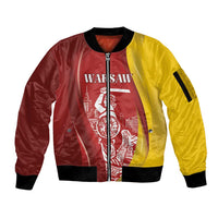Warsaw Capital of Poland Personalized Sleeve Zip Bomber Jacket Syrenka Warszawska Sporty Style
