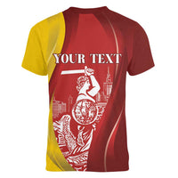 Warsaw Capital of Poland Personalized Women V-Neck T-Shirt Syrenka Warszawska Sporty Style