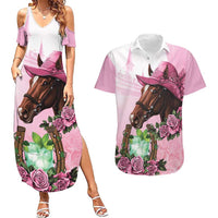 Kentucky Horse Racing Couples Matching Summer Maxi Dress and Hawaiian Shirt Mint Julep Cocktail
