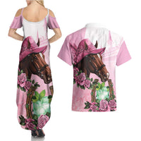 Kentucky Horse Racing Couples Matching Summer Maxi Dress and Hawaiian Shirt Mint Julep Cocktail