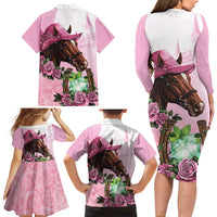 Kentucky Horse Racing Family Matching Long Sleeve Bodycon Dress and Hawaiian Shirt Mint Julep Cocktail