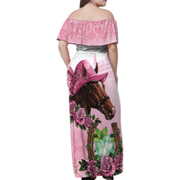 Kentucky Horse Racing Family Matching Off Shoulder Maxi Dress and Hawaiian Shirt Mint Julep Cocktail