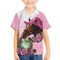 Kentucky Horse Racing Family Matching Off Shoulder Short Dress and Hawaiian Shirt Mint Julep Cocktail