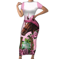 Kentucky Horse Racing Family Matching Short Sleeve Bodycon Dress and Hawaiian Shirt Mint Julep Cocktail