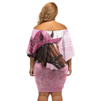 Kentucky Horse Racing Off Shoulder Short Dress Mint Julep Cocktail