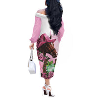 Kentucky Horse Racing Off The Shoulder Long Sleeve Dress Mint Julep Cocktail