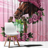 Kentucky Horse Racing Window Curtain Mint Julep Cocktail