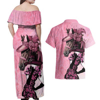 Kentucky Horse Racing Couples Matching Off Shoulder Maxi Dress and Hawaiian Shirt Derby Ladies With Roses