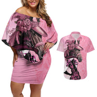 Kentucky Horse Racing Couples Matching Off Shoulder Short Dress and Hawaiian Shirt Derby Ladies With Roses