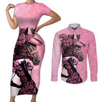 Kentucky Horse Racing Couples Matching Short Sleeve Bodycon Dress and Long Sleeve Button Shirt Derby Ladies With Roses