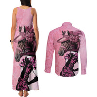 Kentucky Horse Racing Couples Matching Tank Maxi Dress and Long Sleeve Button Shirt Derby Ladies With Roses