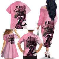 Kentucky Horse Racing Family Matching Off The Shoulder Long Sleeve Dress and Hawaiian Shirt Derby Ladies With Roses