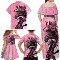 Kentucky Horse Racing Family Matching Off Shoulder Maxi Dress and Hawaiian Shirt Derby Ladies With Roses