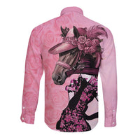 Kentucky Horse Racing Long Sleeve Button Shirt Derby Ladies With Roses