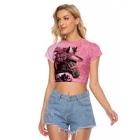 Kentucky Horse Racing Raglan Cropped T Shirt Derby Ladies With Roses