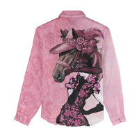 Kentucky Horse Racing Women Casual Shirt Derby Ladies With Roses