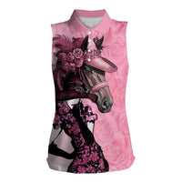 Kentucky Horse Racing Women Sleeveless Polo Shirt Derby Ladies With Roses