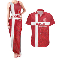 Custom Denmark Football Couples Matching Tank Maxi Dress and Hawaiian Shirt Danish Dynamite Go Champion