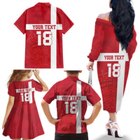 Custom Denmark Football Family Matching Off The Shoulder Long Sleeve Dress and Hawaiian Shirt Danish Dynamite Go Champion