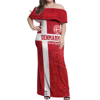 Custom Denmark Football Off Shoulder Maxi Dress Danish Dynamite Go Champion