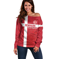 Custom Denmark Football Off Shoulder Sweater Danish Dynamite Go Champion