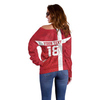 Custom Denmark Football Off Shoulder Sweater Danish Dynamite Go Champion
