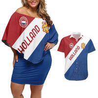 Custom Netherlands Football Couples Matching Off Shoulder Short Dress and Hawaiian Shirt Come On Holland