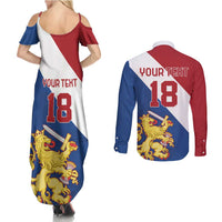 Custom Netherlands Football Couples Matching Summer Maxi Dress and Long Sleeve Button Shirt Come On Holland