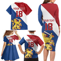 Custom Netherlands Football Family Matching Long Sleeve Bodycon Dress and Hawaiian Shirt Come On Holland