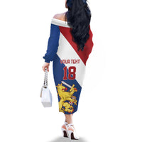 Custom Netherlands Football Family Matching Off The Shoulder Long Sleeve Dress and Hawaiian Shirt Come On Holland