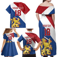 Custom Netherlands Football Family Matching Off Shoulder Maxi Dress and Hawaiian Shirt Come On Holland