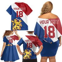 Custom Netherlands Football Family Matching Off Shoulder Short Dress and Hawaiian Shirt Come On Holland
