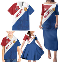 Custom Netherlands Football Family Matching Puletasi and Hawaiian Shirt Come On Holland