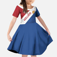 Custom Netherlands Football Family Matching Short Sleeve Bodycon Dress and Hawaiian Shirt Come On Holland