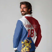 Custom Netherlands Football Long Sleeve Polo Shirt Come On Holland