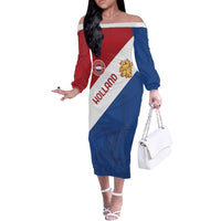 Custom Netherlands Football Off The Shoulder Long Sleeve Dress Come On Holland