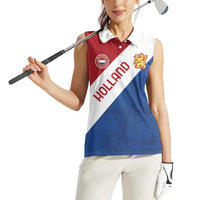 Custom Netherlands Football Women Sleeveless Polo Shirt Come On Holland