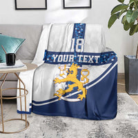 Custom Finland Football Blanket Suomen jalkapallomaajoukkue
