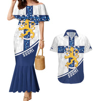 Custom Finland Football Couples Matching Mermaid Dress and Hawaiian Shirt Suomen jalkapallomaajoukkue