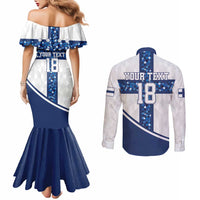 Custom Finland Football Couples Matching Mermaid Dress and Long Sleeve Button Shirt Suomen jalkapallomaajoukkue