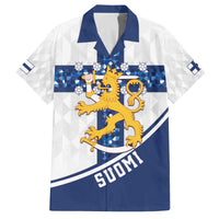Custom Finland Football Family Matching Off The Shoulder Long Sleeve Dress and Hawaiian Shirt Suomen jalkapallomaajoukkue