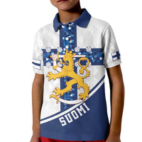 Custom Finland Football Kid Polo Shirt Suomen jalkapallomaajoukkue