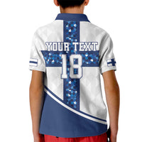 Custom Finland Football Kid Polo Shirt Suomen jalkapallomaajoukkue