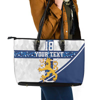 Custom Finland Football Leather Tote Bag Suomen jalkapallomaajoukkue