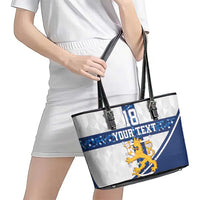 Custom Finland Football Leather Tote Bag Suomen jalkapallomaajoukkue